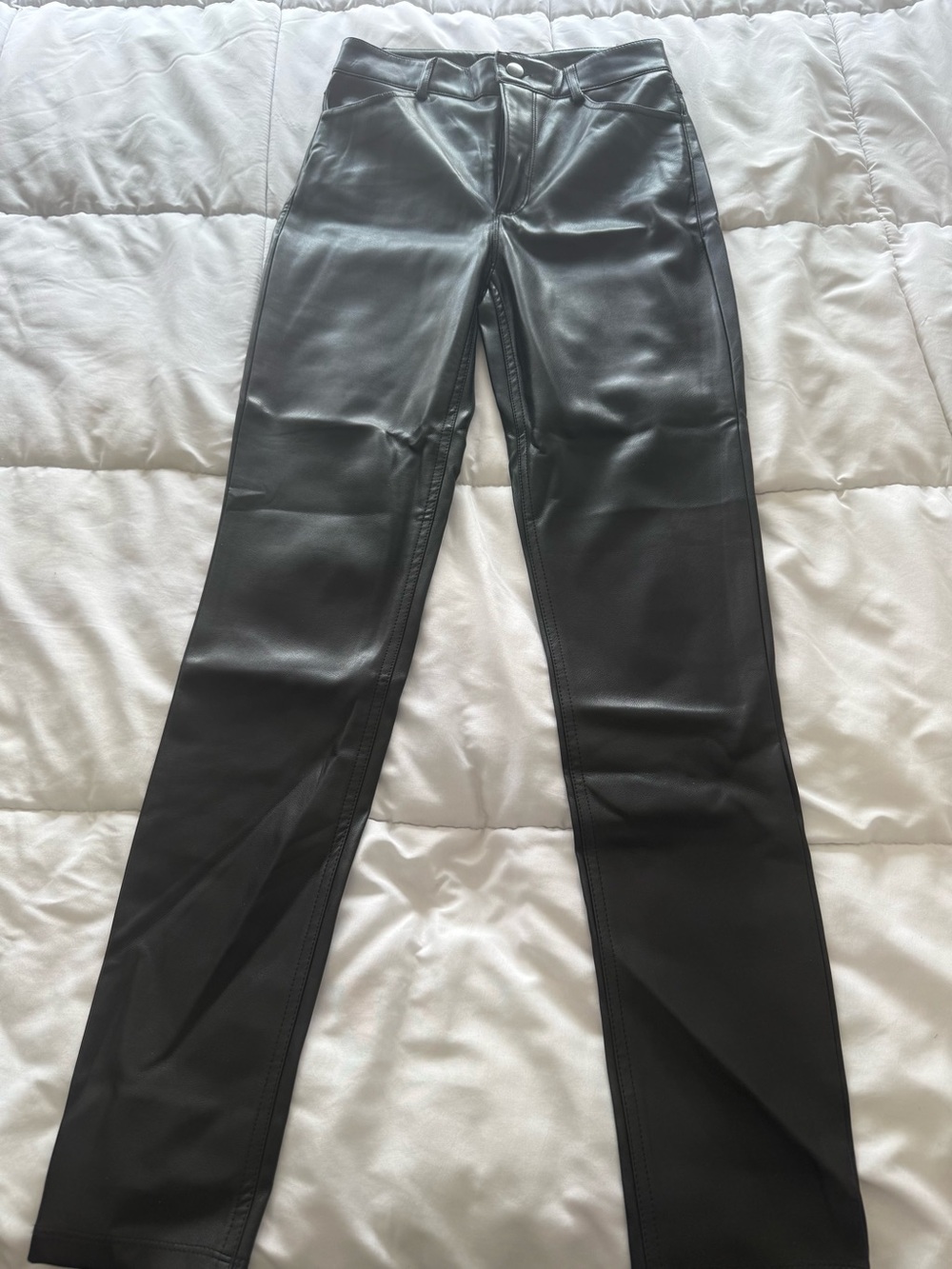Dynamite Black Faux Leather Straight-Leg Jeans
